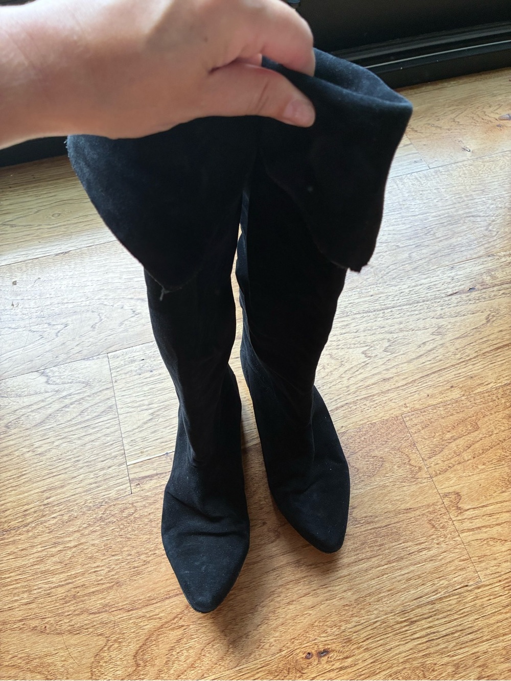 Vintage 80s Zodiac Black Suede Knee-High Women's Boots women 7 M - Picture 3 of 8